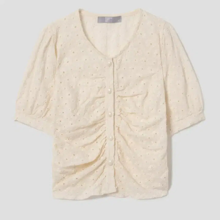 [BUNJANG] 8Seconds Embroidered Lace Front Shirring Summer Blouse / [새상품] 에잇세컨즈 자수 레이스 앞셔링 여름 블라우스