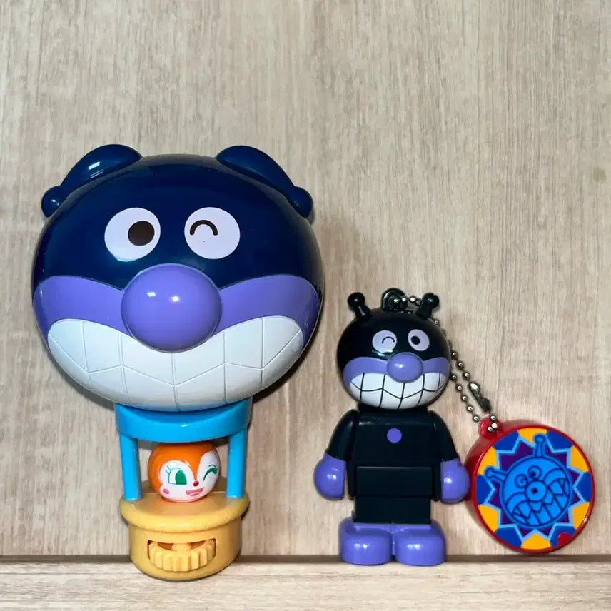 [BUNJANG] Anpanman Dokin-chan &amp; Baikinman Balloon Gacha Block Keyring Set / 호빵맨 세균맨 열기구 가챠, 블록키링 가챠