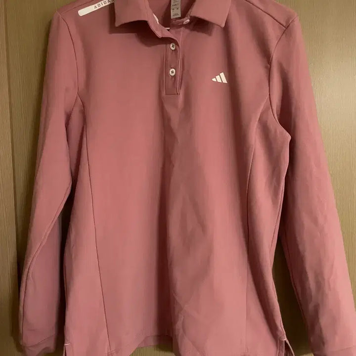 [BUNJANG] Adidas Pink Collar Long Sleeve Shirt / 아디다스 핑크색 카라티 기모 긴팔티 M사이즈