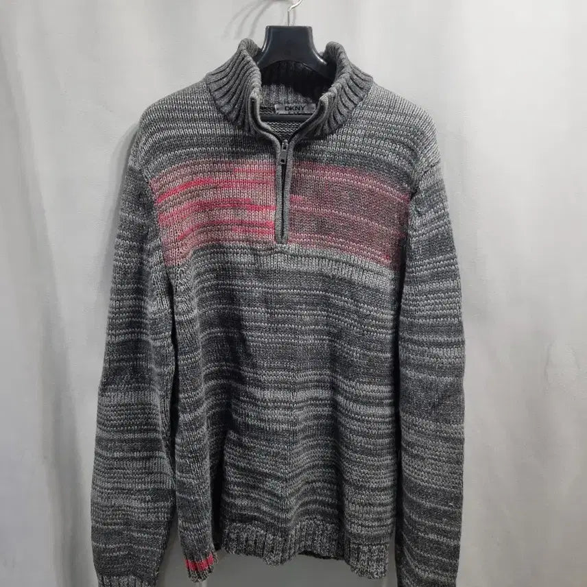 [BUNJANG] DKNY Half-Zip Knit Sweater Gray / DKNY 하프집업 니트 스웨터 그레이