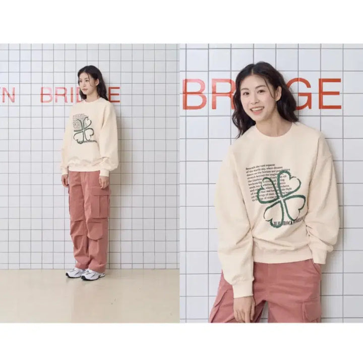 [BUNJANG] Wildrock Four-Leaf Clover Lettering Sweatshirt / [새상품] 와일드락 네잎클로버 레터링 맨투맨