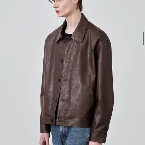 [BUNJANG] Drawfit Smoke Leather Jacket / 원가17만원)드로우핏 라인 스모크 레더 자켓