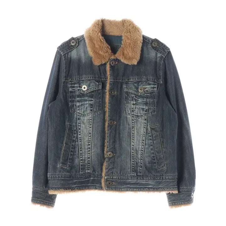 [BUNJANG] UNDERWOOD Denim Trucker Jacket (M) / 언더우드 퍼 칼라 워싱 데님 트러커 자켓 M
