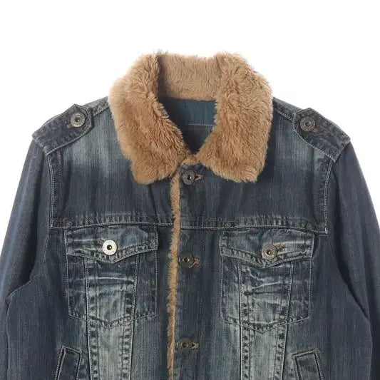 [BUNJANG] UNDERWOOD Denim Trucker Jacket (M) / 언더우드 퍼 칼라 워싱 데님 트러커 자켓 M