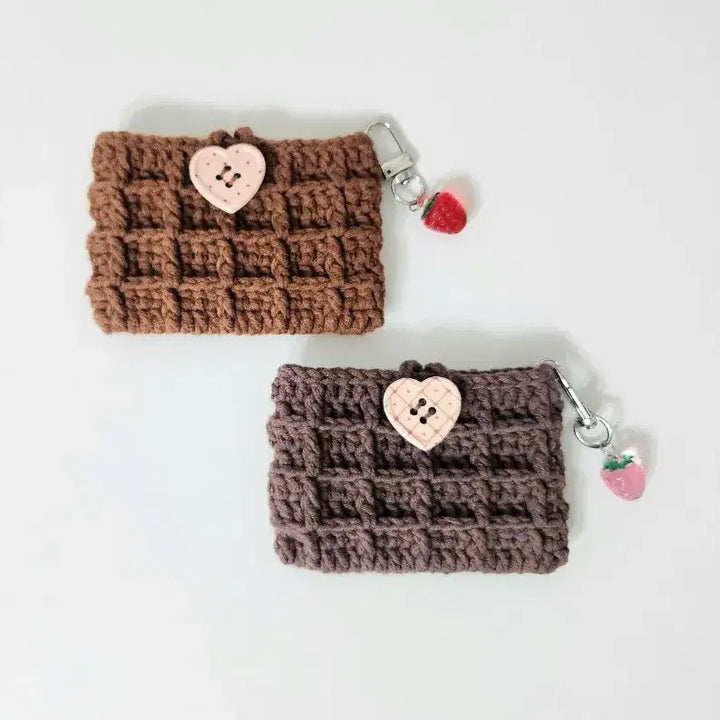 [BUNJANG] Handmade Waffle Knit Card Wallet / 뜨개 와플 카드지갑