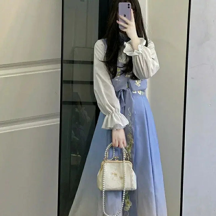 [BUNJANG] Original Fusion Hanfu Daily Long Skirt / 오리지널 퓨전 한푸 생활 한푸 한원소 데일리 고장풍 롱스커트