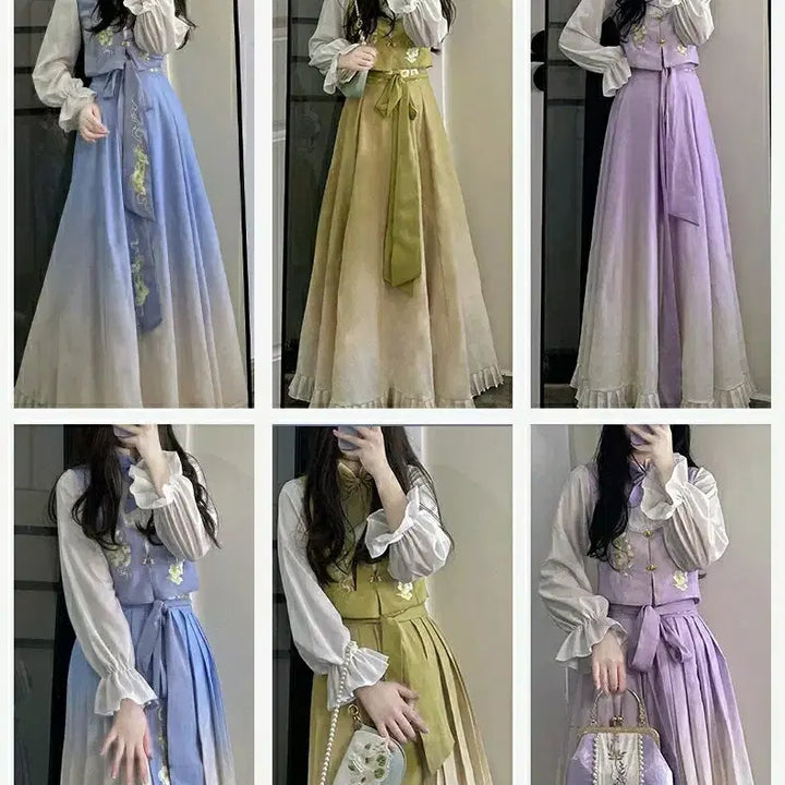 [BUNJANG] Original Fusion Hanfu Daily Long Skirt / 오리지널 퓨전 한푸 생활 한푸 한원소 데일리 고장풍 롱스커트