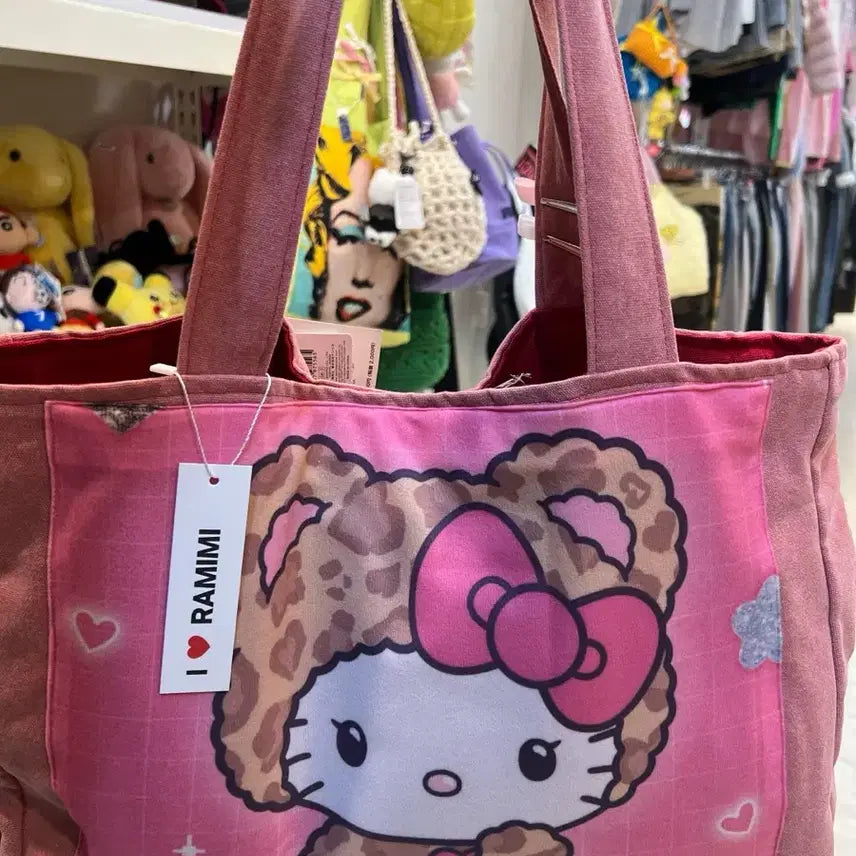[BUNJANG] RAMIMI Canvas Tote Bag with Kitty Doll / RAMIMI 캔버스 토트백 + 키티 인형