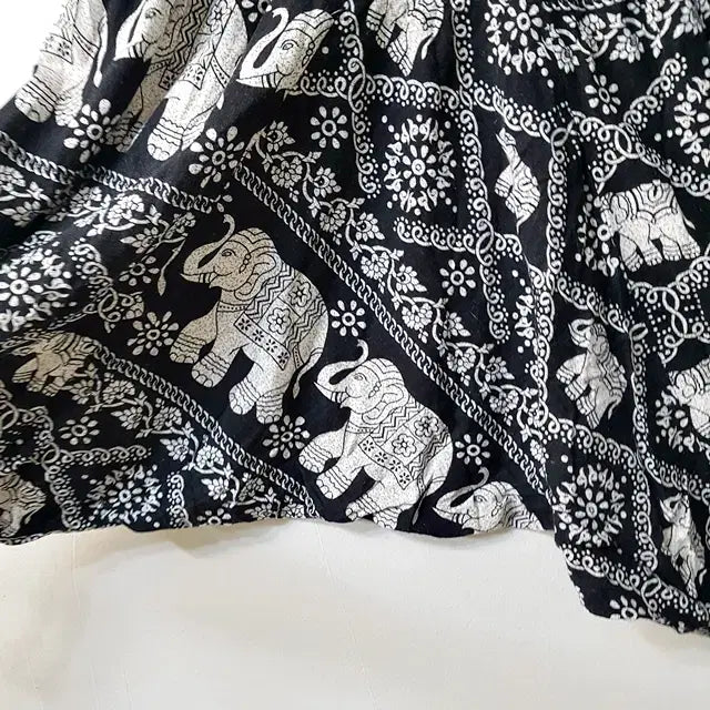 [BUNJANG] Cotton Bending Baggy Pants Black / 프린트 코튼 밴딩 배기 팬츠 블랙