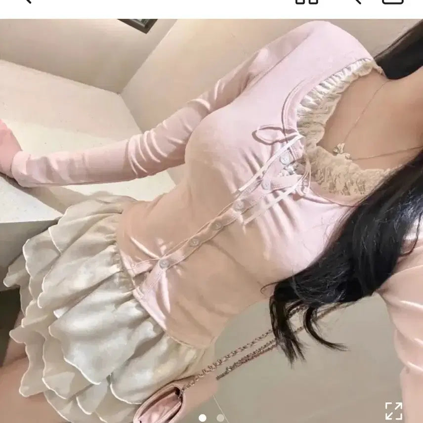 [BUNJANG] Pink Lace Cardigan / 핑크 레이스 가디건