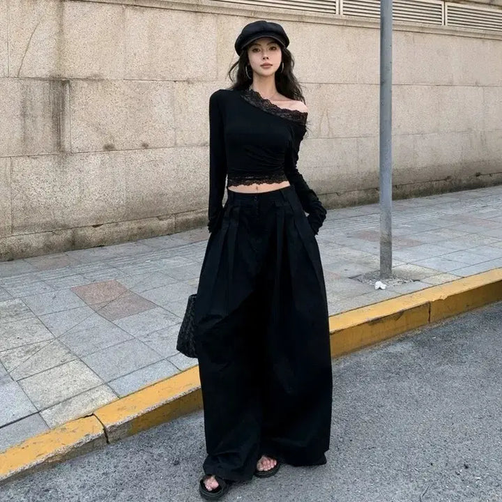 [BUNJANG] Off-the-Shoulder Lace Blouse / [2컬러] 레이스티셔츠 오프숄더티셔츠 오프숄더 레이스 블라우스 어깨트임
