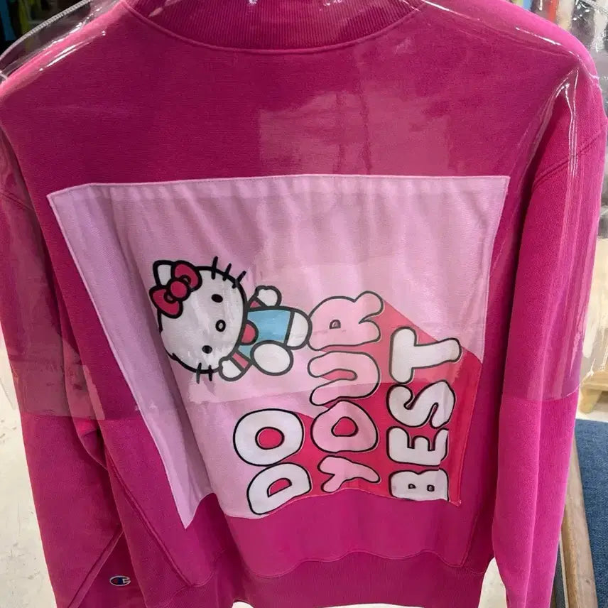 [BUNJANG] Champion Pink Kitty Sweatshirt / 챔피온 핑크 키티 맨투맨