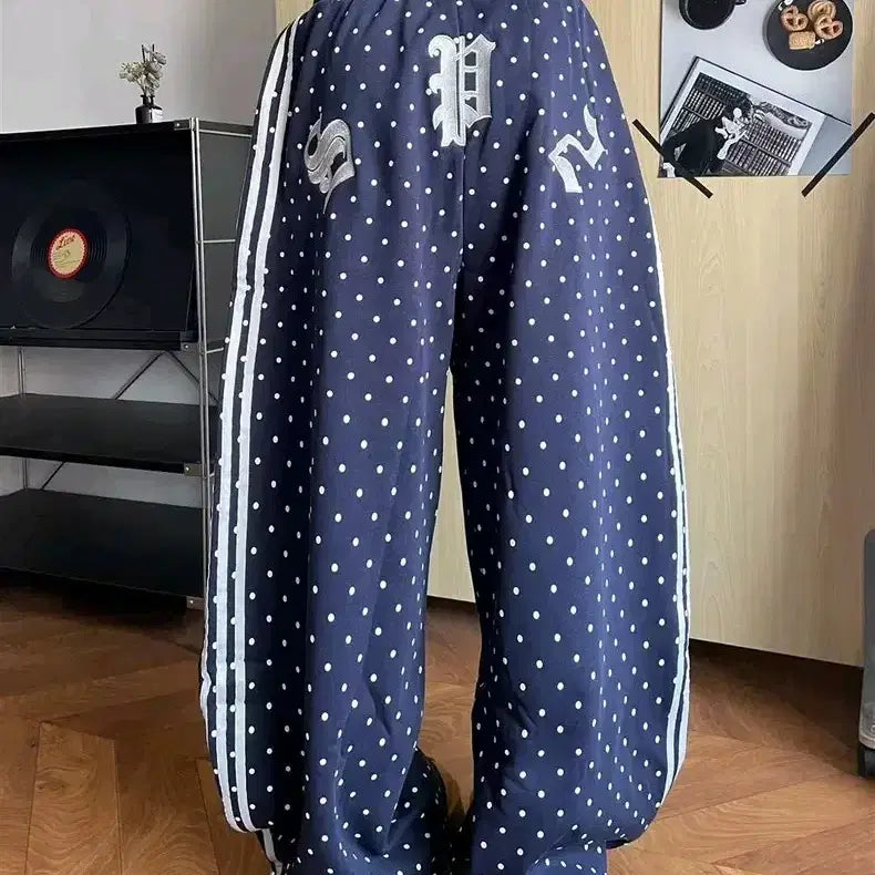 [BUNJANG] Y2K Dot Track Pants / [2컬러] 도트 트랙팬츠 네이비 블랙 y2k 땡땡이바지 도트팬츠 츄리닝