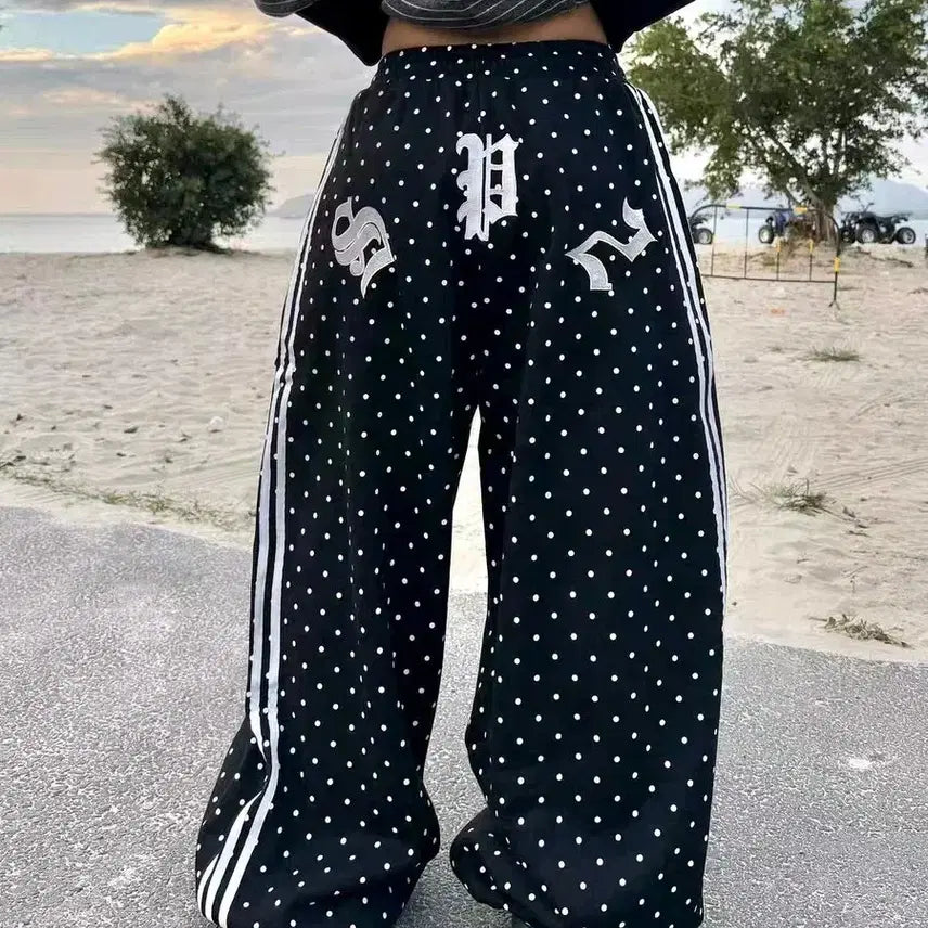 [BUNJANG] Y2K Dot Track Pants / [2컬러] 도트 트랙팬츠 네이비 블랙 y2k 땡땡이바지 도트팬츠 츄리닝