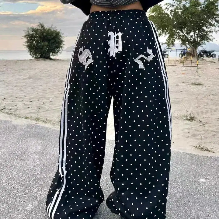 [BUNJANG] Y2K Dot Track Pants / [2컬러] 도트 트랙팬츠 네이비 블랙 y2k 땡땡이바지 도트팬츠 츄리닝