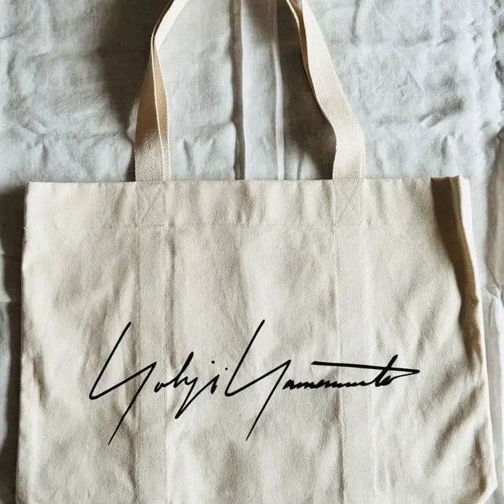 [BUNJANG] Yohji Yamamoto Cotton Canvas Lettering Tote Bag / 요지 야마모토 코튼 캔버스 레터링 토트백