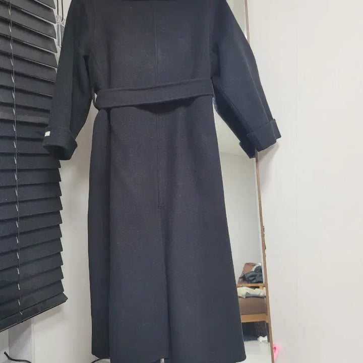[BUNJANG] Robe Long Coat - Black / 로브롱코트
