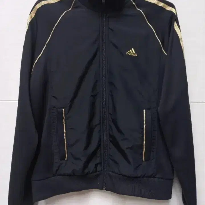 [BUNJANG] Adidas Gold Trim Black Track Top Jacket (Size S) / 아디다스 금장 블랙 트랙탑 저지 져지집업 90/S