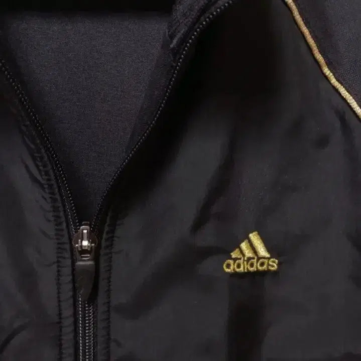 [BUNJANG] Adidas Gold Trim Black Track Top Jacket (Size S) / 아디다스 금장 블랙 트랙탑 저지 져지집업 90/S