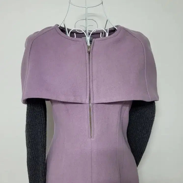 [BUNJANG] Italian Brand Pink Wool Cape Poncho Dress / 이탈리아 브랜드 울 30프로 핑크 케이프 판초 원피스 팔 탈부착