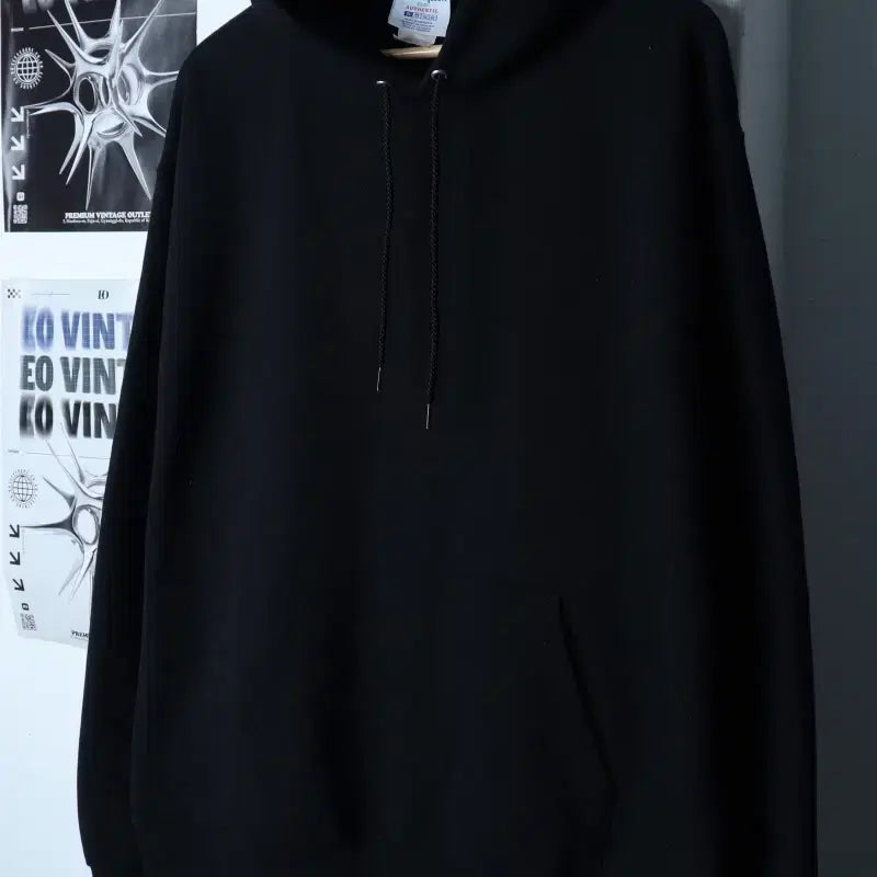 [BUNJANG] Champion Hooded Sweatshirt Black Basic Old School / (XL-2XL) 챔피온 후드티셔츠 무지 블랙 기모 올드스쿨-17732