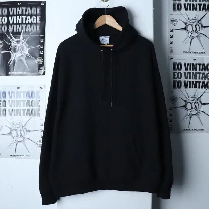 [BUNJANG] Champion Hooded Sweatshirt Black Basic Old School / (XL-2XL) 챔피온 후드티셔츠 무지 블랙 기모 올드스쿨-17732