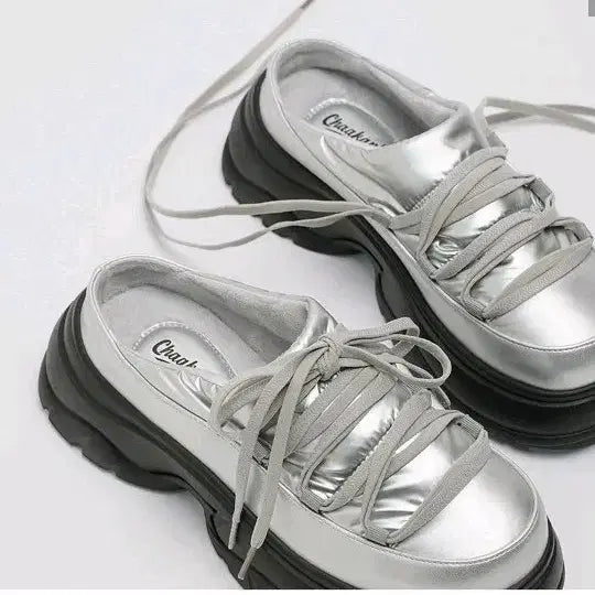 [BUNJANG] Winter Mule Platform Sandals Silver 235 / 겨울슬리퍼 뮬 샌들 신발 통굽 새제품235 실버
