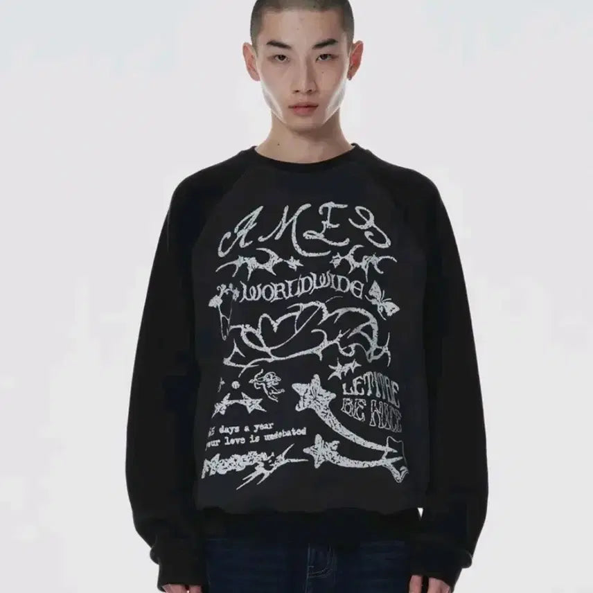 [BUNJANG] Ames Fleece Lined Sweatshirt / ames 아메스 두툼기모맨투맨 남녀공용새제품