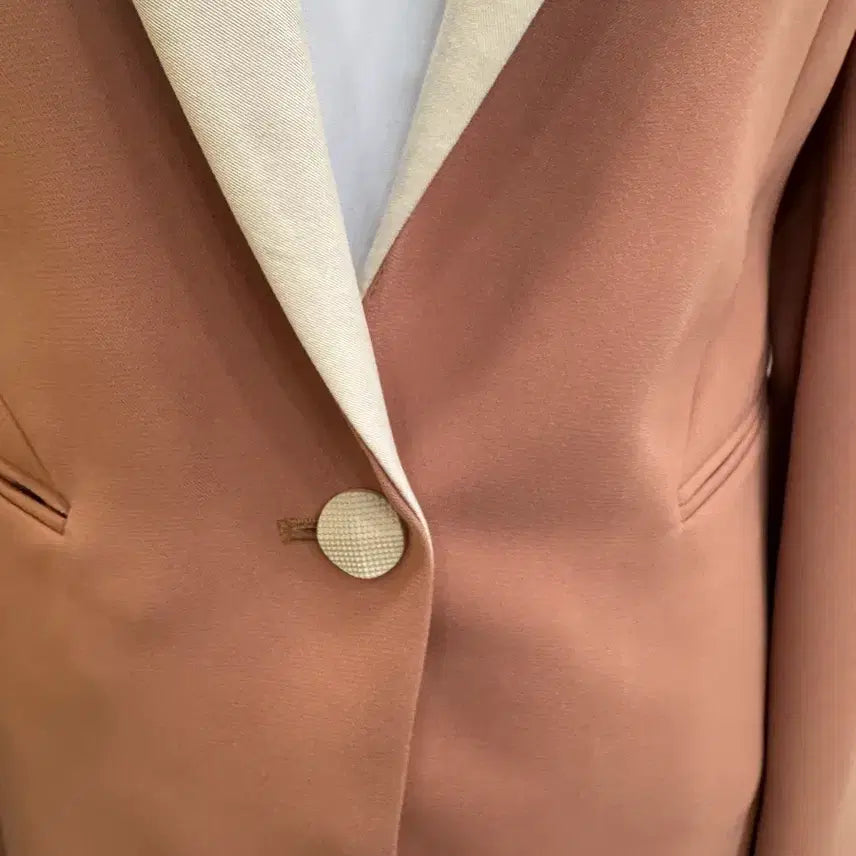 [BUNJANG] Bonnie Alex Beige and Pink Tailored Blazer / bonnie alex 배색 테일러드 자켓 55 베이지 핑크 정장자켓