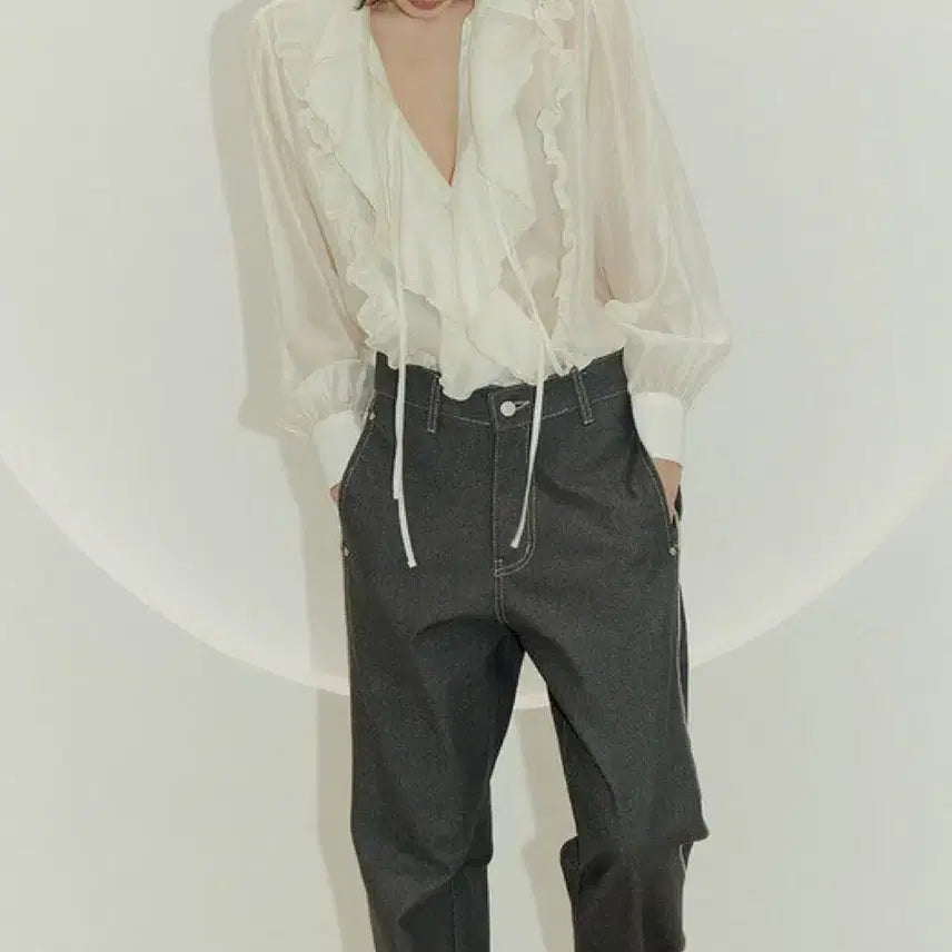 [BUNJANG] Salon de Seoul Ruffle Feminine Tie Blouse / Salon de seoul 살롱드서울 러플 페미닌 타이 블라우스