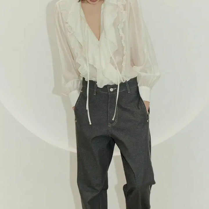 [BUNJANG] Salon de Seoul Ruffle Feminine Tie Blouse / Salon de seoul 살롱드서울 러플 페미닌 타이 블라우스