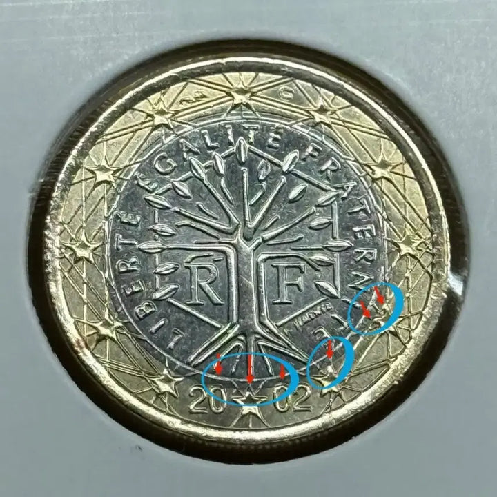 [BUNJANG] 2002 French 1 Euro Bimetallic Error Coin / 2002년 프랑스 1유로바이메탈 에러주화