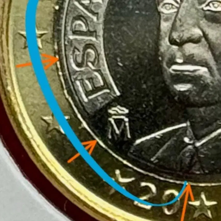 [BUNJANG] Spain Juan Carlos I 1 Euro Bimetal Error Coin / 2001년 스페인(후안카를로스1세국왕)1유로 바이메탈 에러주화
