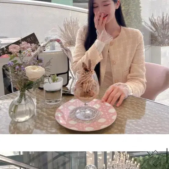 [BUNJANG] Ibuve Peach Fuzz Tweed Set (Cream Beige) / 이부베 Peach fuzz tweed 트위드 셋업 (크림베이지)