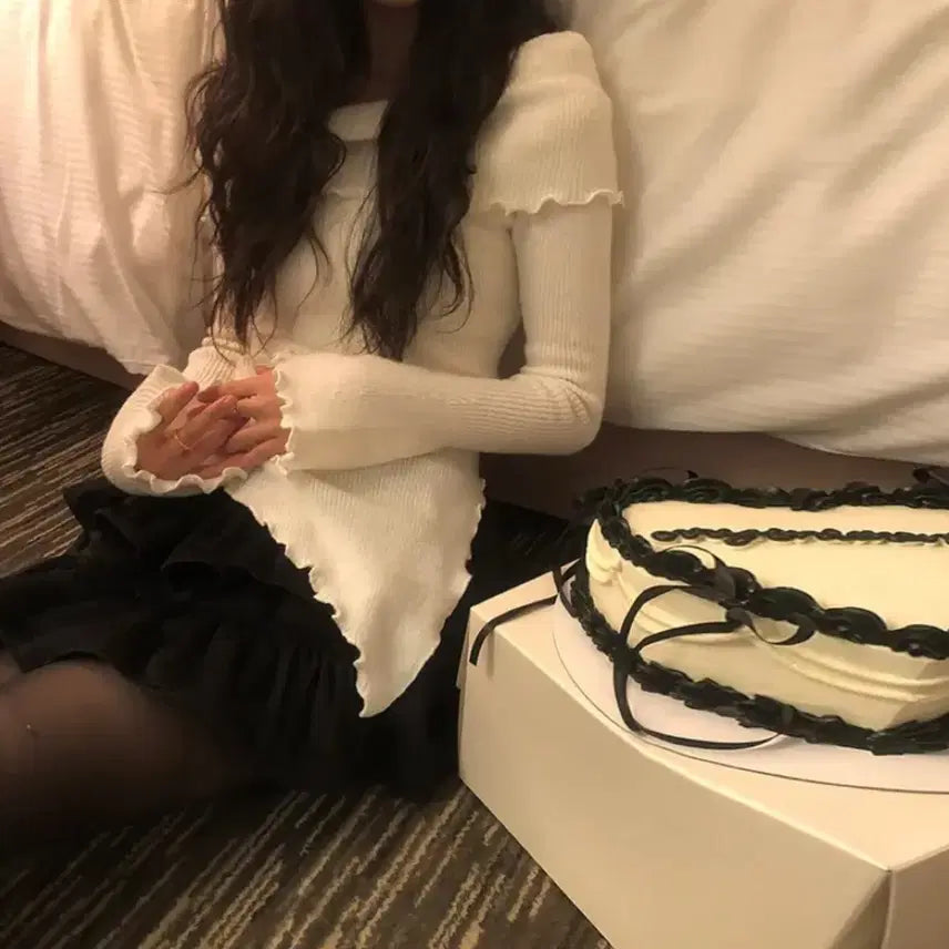 [BUNJANG] ANOTHERONE Velvet Ruffle Skirt / 애니원모어 벨벳 캉캉 스커트 검정
