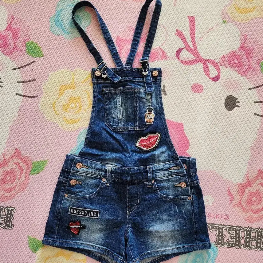 [BUNJANG] Guess Denim Overalls Shorts (Size 24) / 정품 게스 데님 멜빵 반바지 24사이즈