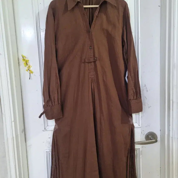 [BUNJANG] Summer Brown Linen Long Dress / 여름 밤색. 마. 린넨. 롱원피스.   깨끗해요. 가슴단면