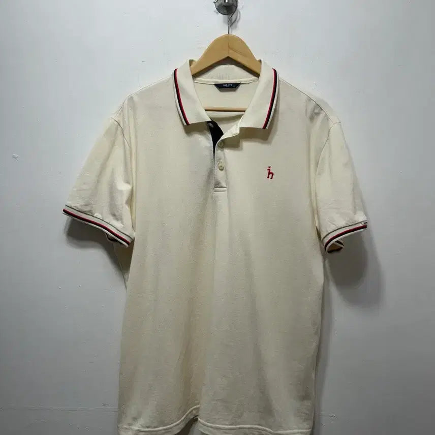 [BUNJANG] HAZZYS Ivory Collar Short Sleeve T-shirt (Golf) / HAZZYS 헤지스 아이보리 카라 반팔티 골프 115사이즈