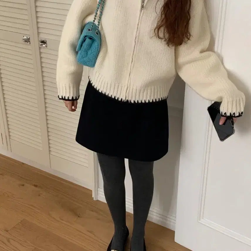 [BUNJANG] Color Block Stitch Cardigan / 배색스티치가디건 새상품