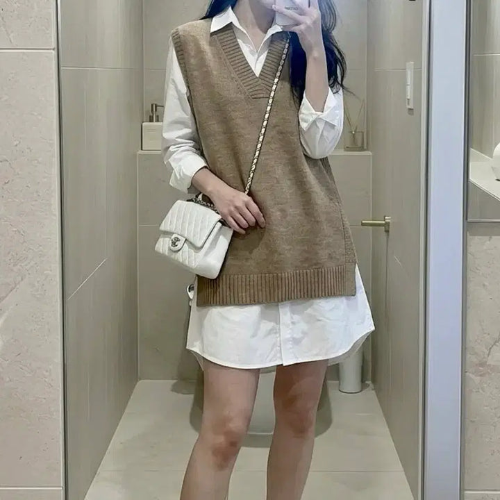 [BUNJANG] Beige Knit Vest / 니트조끼 베이지