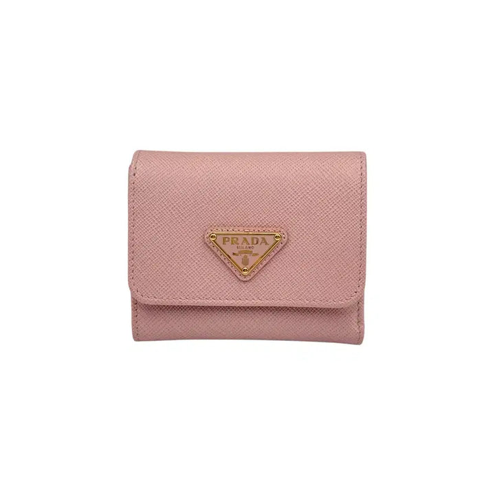 [BUNJANG] Prada Saffiano Triangle Pink Wallet / 프라다 사피아노 트라이앵글 핑크 반지갑 1MH043