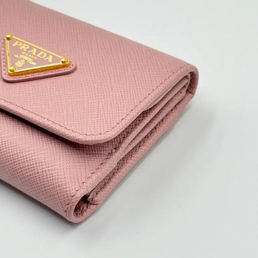 [BUNJANG] Prada Saffiano Triangle Pink Wallet / 프라다 사피아노 트라이앵글 핑크 반지갑 1MH043