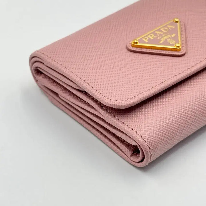 [BUNJANG] Prada Saffiano Triangle Pink Wallet / 프라다 사피아노 트라이앵글 핑크 반지갑 1MH043