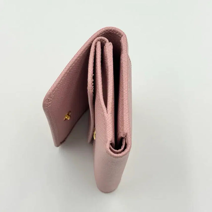 [BUNJANG] Prada Saffiano Triangle Pink Wallet / 프라다 사피아노 트라이앵글 핑크 반지갑 1MH043
