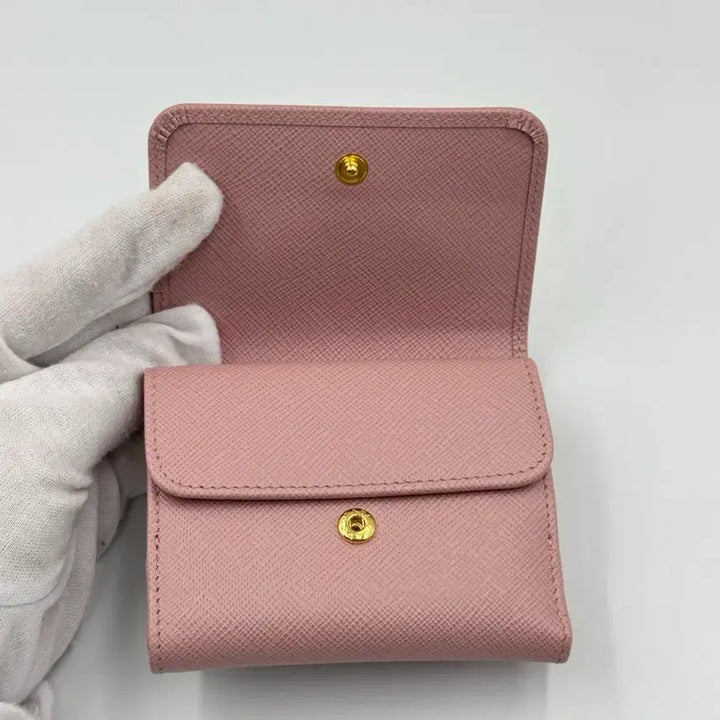 [BUNJANG] Prada Saffiano Triangle Pink Wallet / 프라다 사피아노 트라이앵글 핑크 반지갑 1MH043