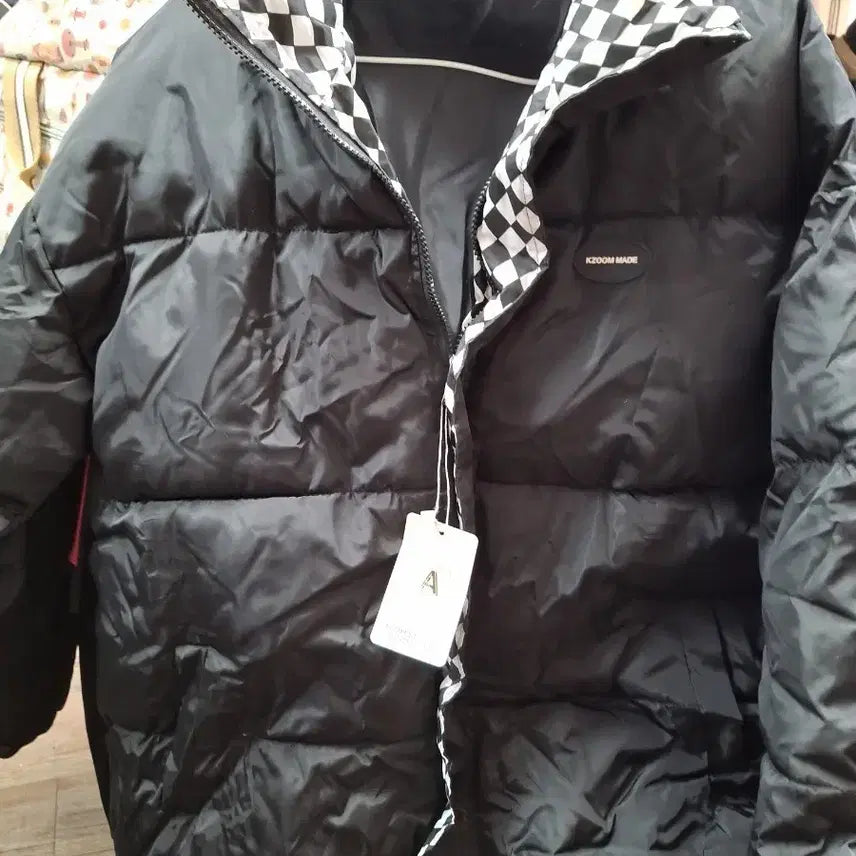 [BUNJANG] KZOOM MADE Black Check Padded Jumper / KZOOM MADE 블랙 체크 패딩 점퍼100.  미사용