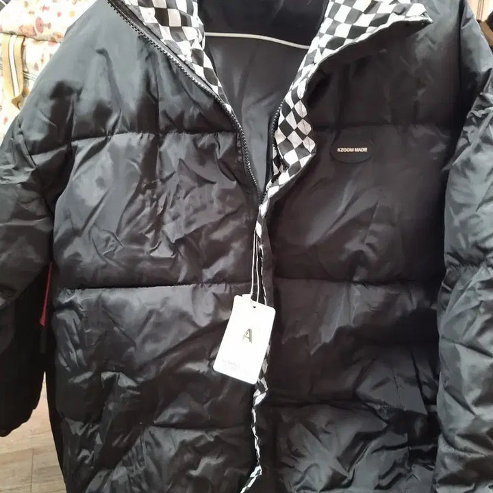 [BUNJANG] KZOOM MADE Black Check Padded Jumper / KZOOM MADE 블랙 체크 패딩 점퍼100.  미사용
