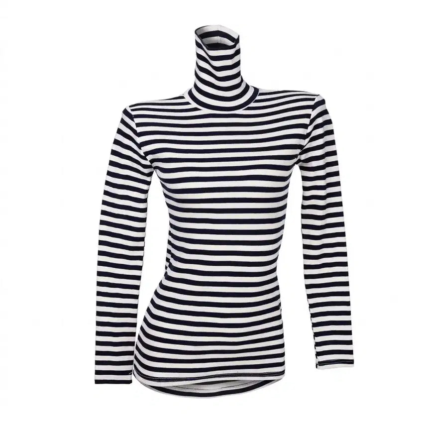 [BUNJANG] Striped Turtleneck Long Sleeve T-shirt / [새상품/ 빠른발송] 단가라 줄무늬 목폴라 긴팔 티셔츠 긴팔티