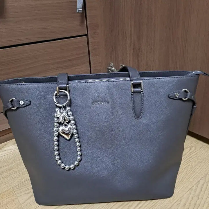 [BUNJANG] Lovecat Tote Bag with Handmade Keyring / 러브캣 가방