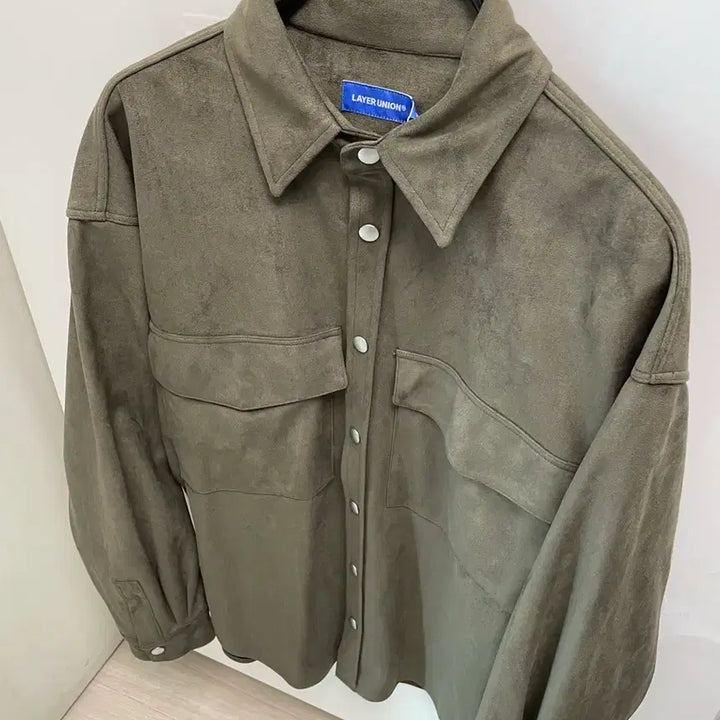 [BUNJANG] Layer Union Suede Oversized Shirt Khaki M / 레이어유니온 스웨이드 오버핏 셔츠 카키 M